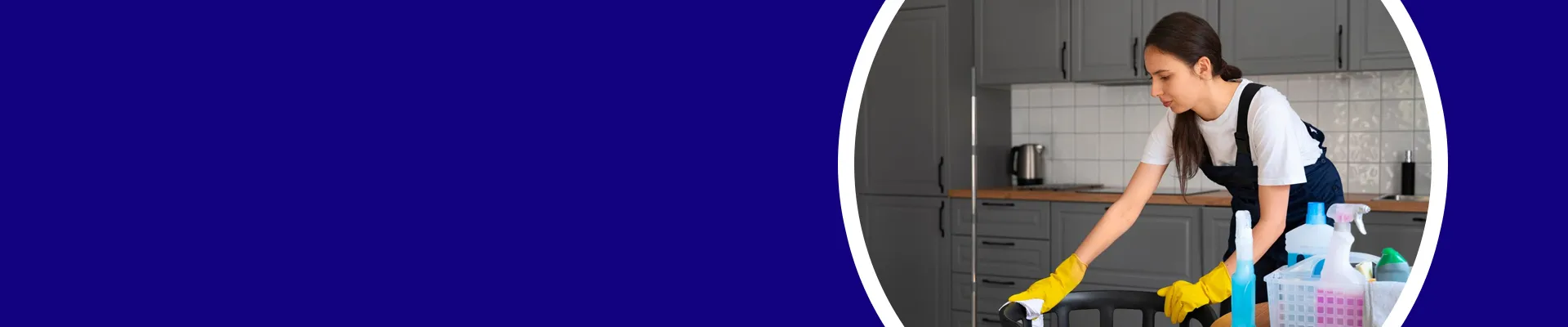 Partial view of a dark kitchen cabinet against a blue background.